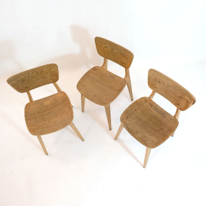 Trio of vintage 6157 chairs by Roger Landault, 1950