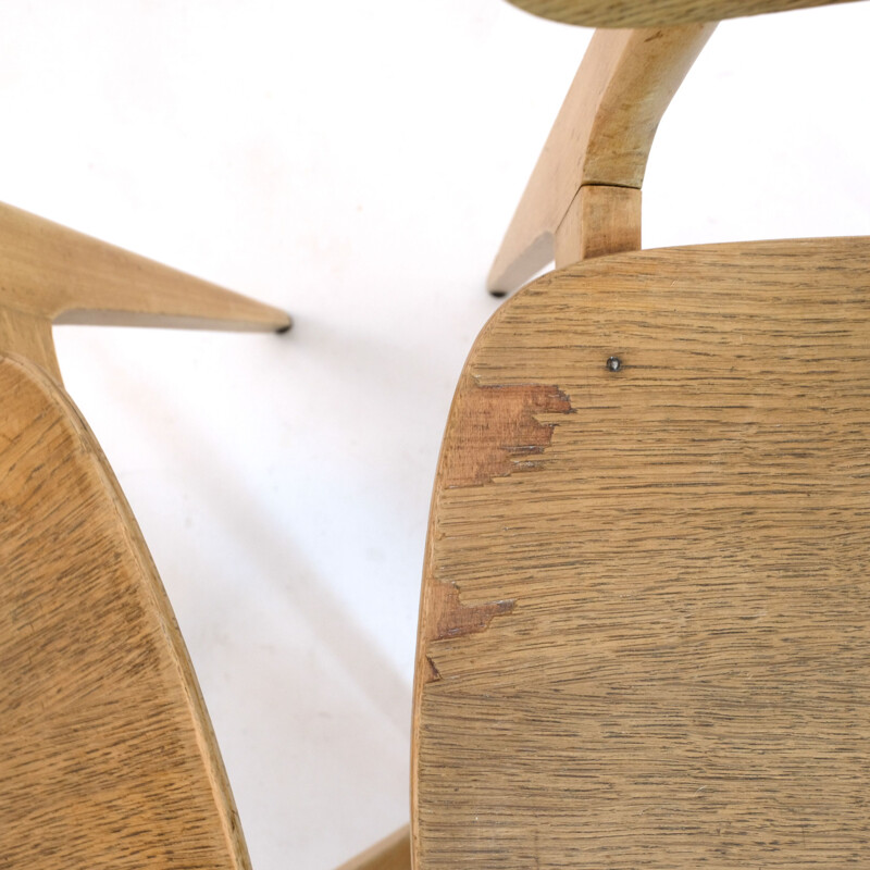 Trio de chaises vintage 6157 de Roger Landault, 1950