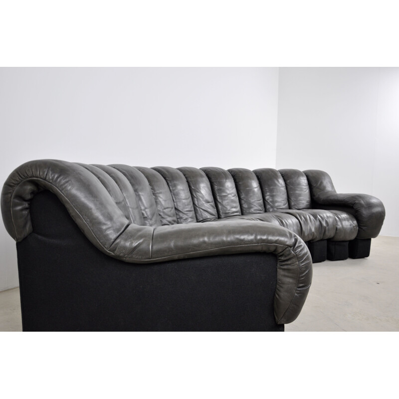 Vintage Black Modular DS-600 Sofa by Berger, Peduzzi, Vogt & Ulrich for de Sede, 1970s