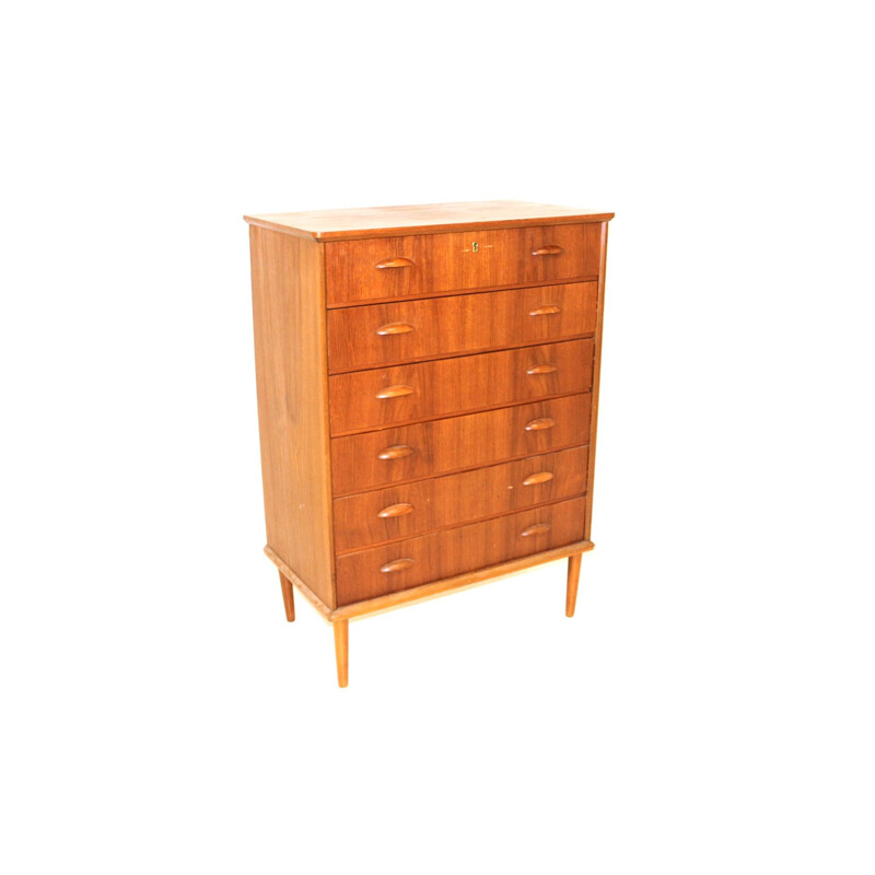 Vintage teak and beech chest of drawers, Denmark 1960