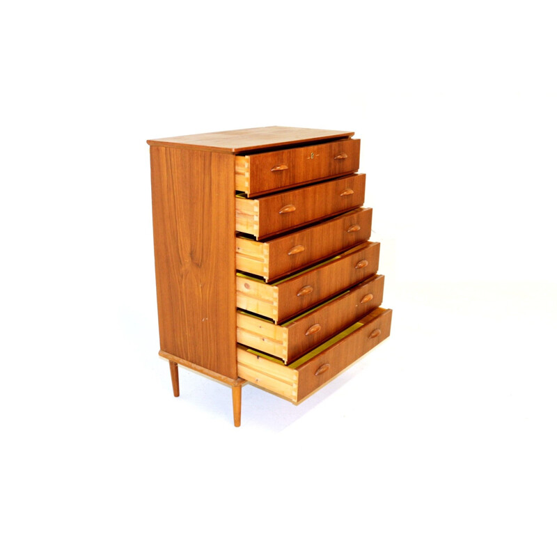 Vintage teak and beech chest of drawers, Denmark 1960