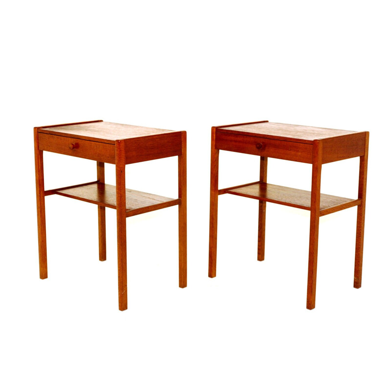 Pair of vintage teak bedside tables, Sweden 1960