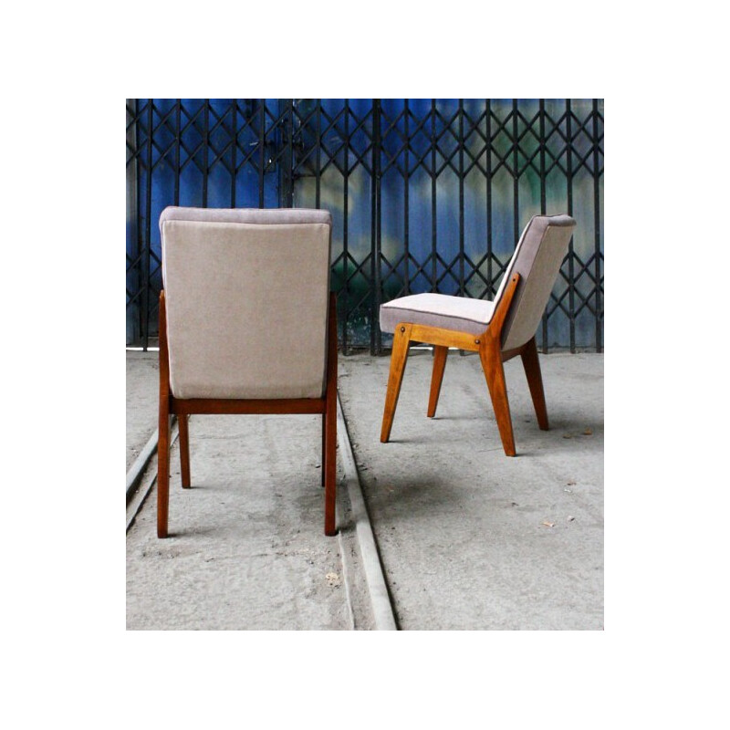 Paire de chaises vintage Polonaises bicolores - années 60
