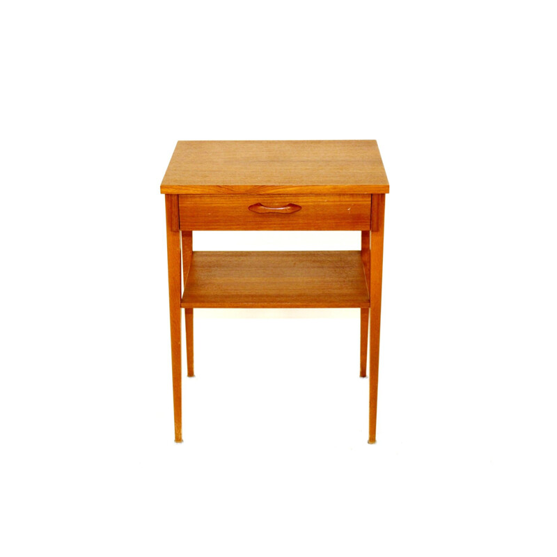 Vintage teak and beech bedside table, AB Bjärni Bjärnum, Sweden, 1960