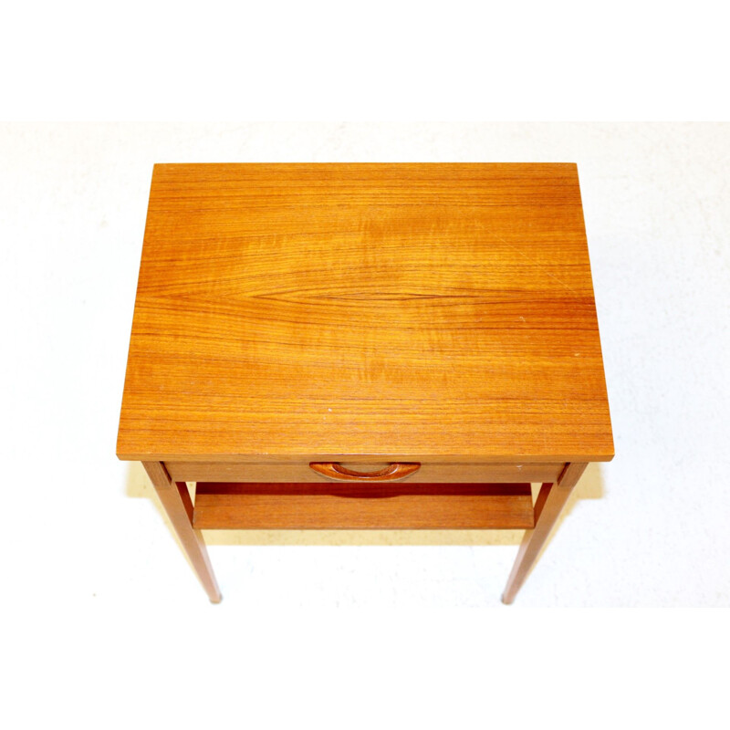 Vintage teak and beech bedside table, AB Bjärni Bjärnum, Sweden, 1960