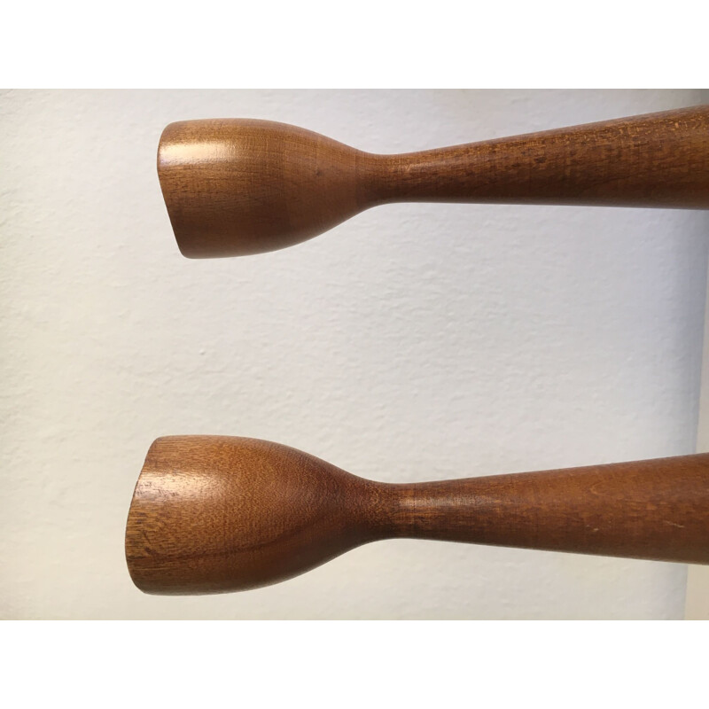 Pair of Scandinavian Teak Vintage Candleholders 1960's