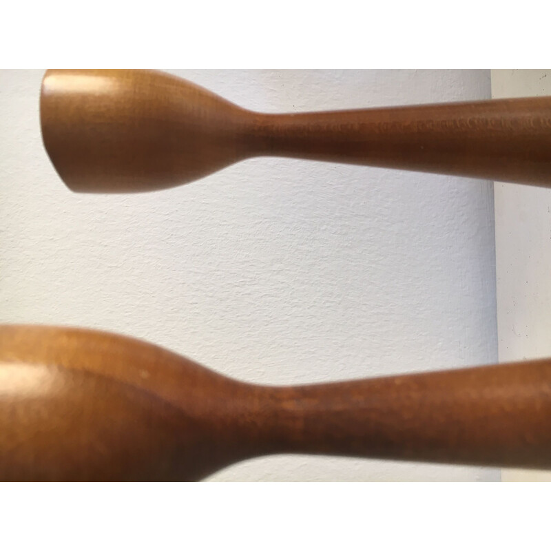 Pair of Scandinavian Teak Vintage Candleholders 1960's