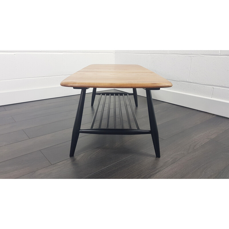 Vintage Ercol Coffee Table with Black Legs, 1970s