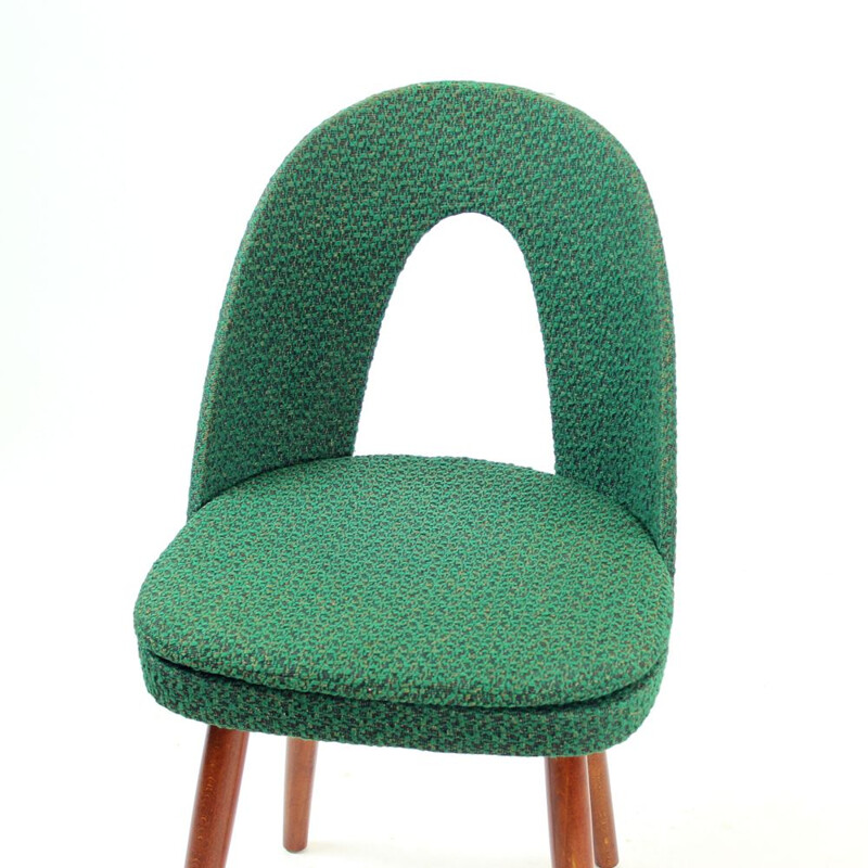 Set Of 4 vintage Iconic Tatra Chairs In Green Fabric, Antonin Suman, Czechoslovakia 1960s