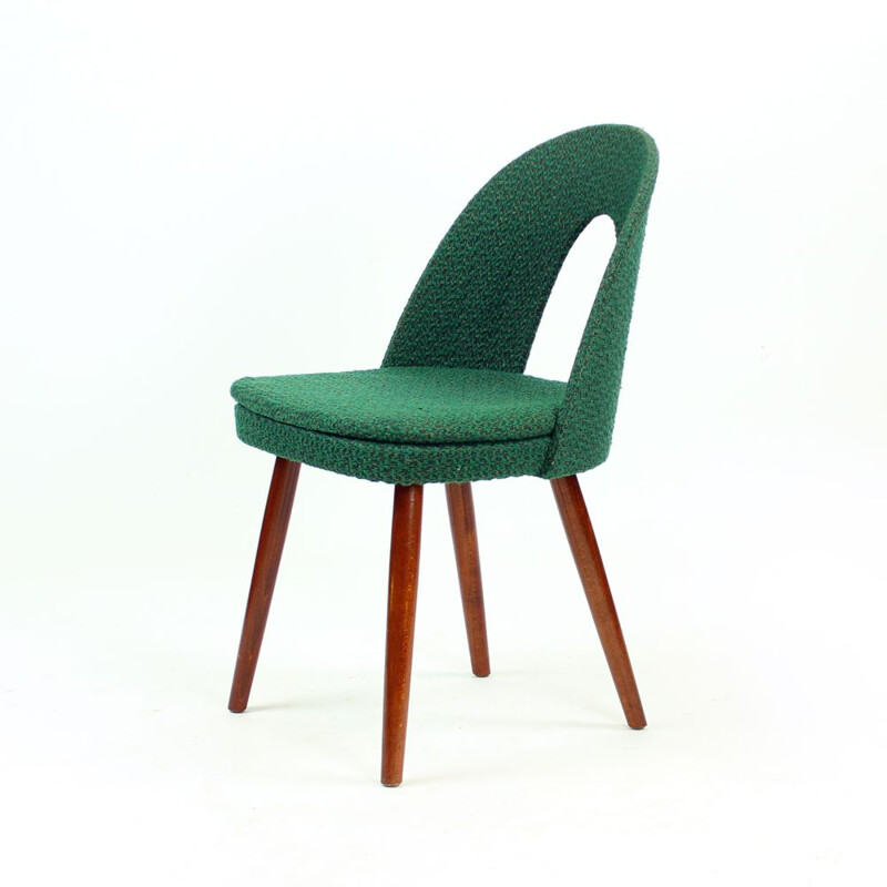 Set Of 4 vintage Iconic Tatra Chairs In Green Fabric, Antonin Suman, Czechoslovakia 1960s