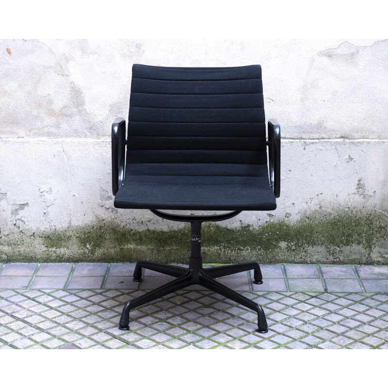 Vintage EA 108 Hopsak Black Armchair by Charles & Ray Eames Vitra 1958