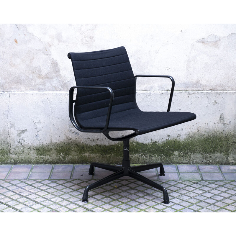 Vintage EA 108 Hopsak Black Armchair by Charles & Ray Eames Vitra 1958