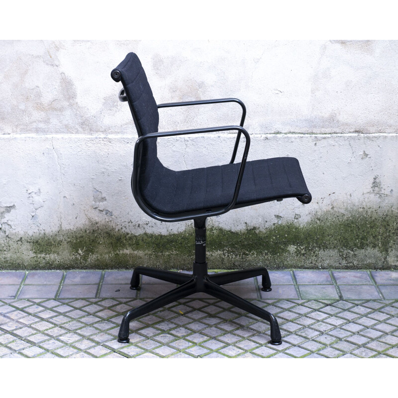 Vintage EA 108 Hopsak Black Armchair by Charles & Ray Eames Vitra 1958