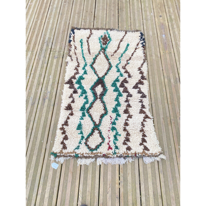 Petit tapis vintage Beni Ouarain beige