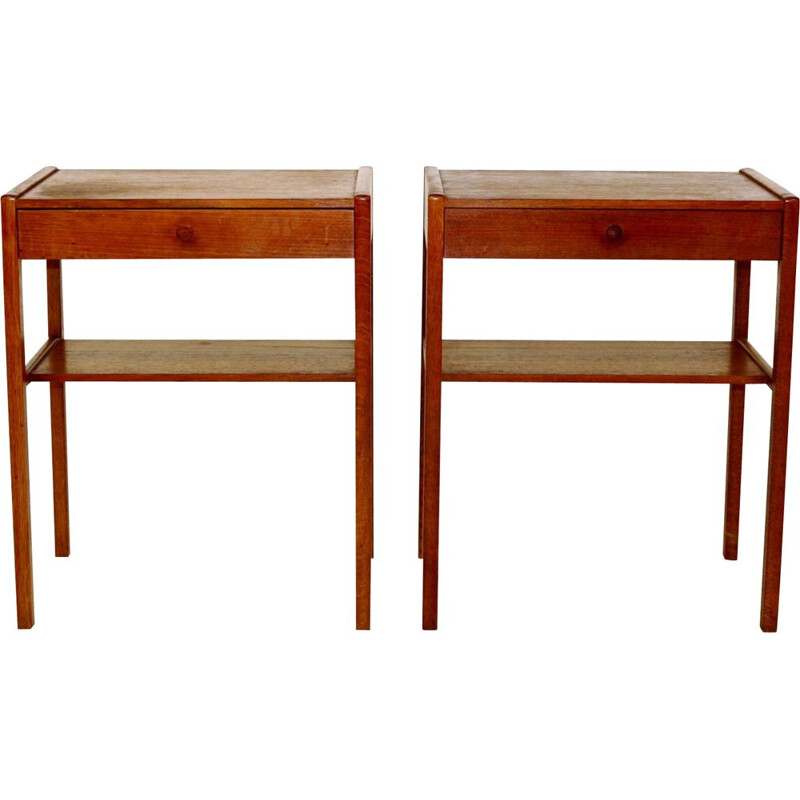 Pair of vintage teak bedside tables, Sweden 1960