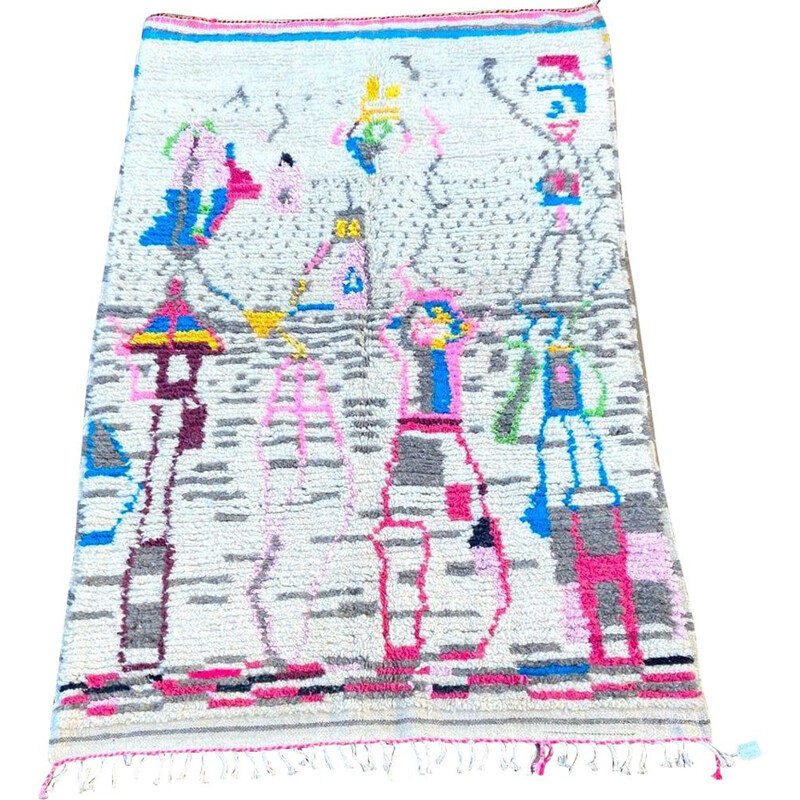 Vintage Berber tapijt azilal nieuwe watten