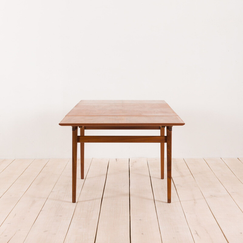 Vintage teak extension dining table with concealed panels, Johannes Andersen Denmark, 1960s