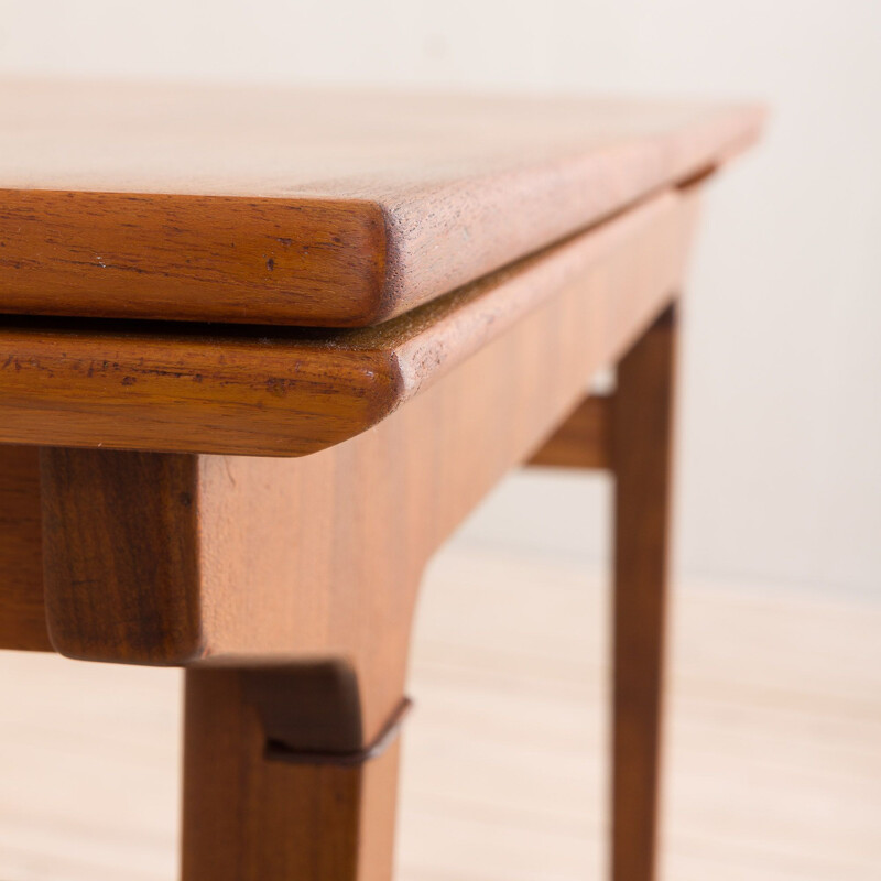 Vintage teak extension dining table with concealed panels, Johannes Andersen Denmark, 1960s