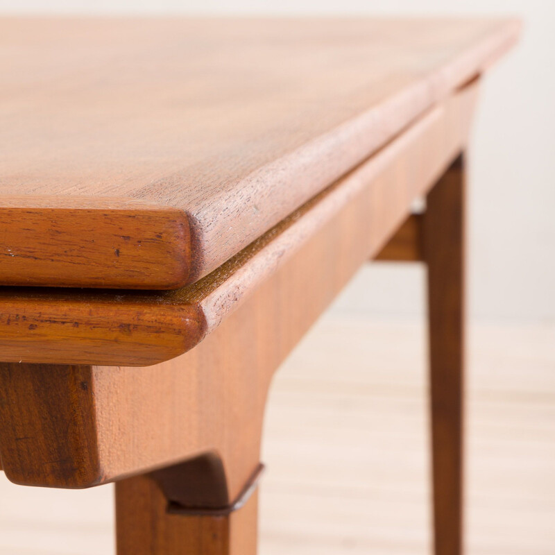 Vintage teak extension dining table with concealed panels, Johannes Andersen Denmark, 1960s