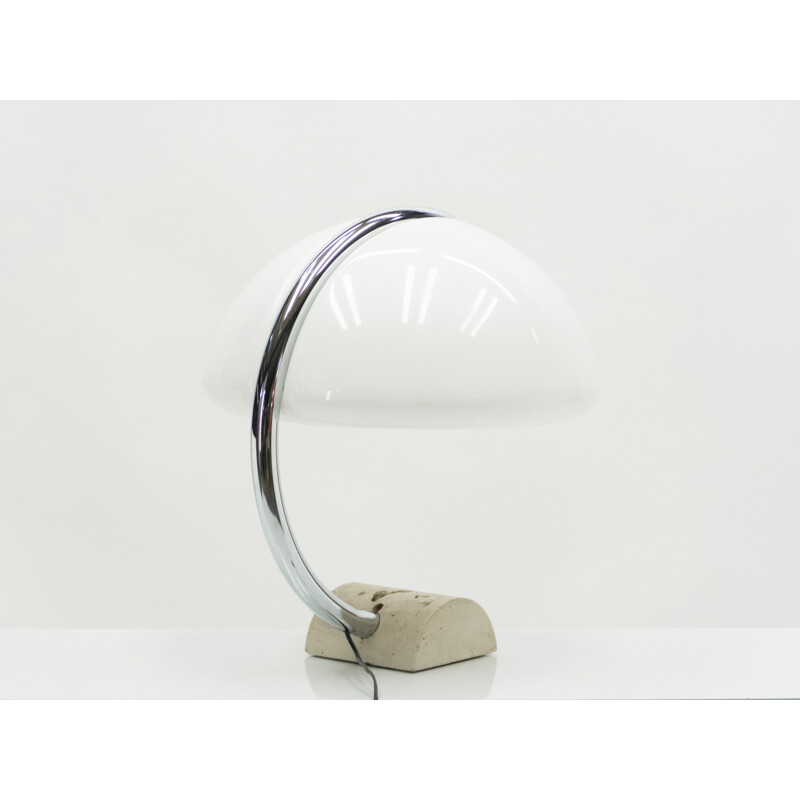 Vintage chrome travertine lamp by Elio Martinelli, Italy 1960