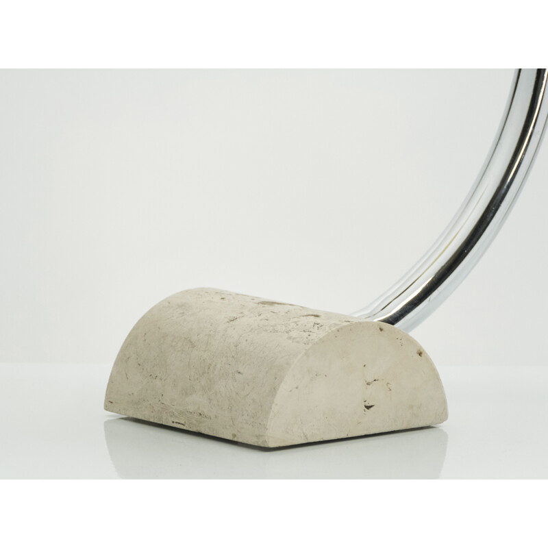 Vintage chrome travertine lamp by Elio Martinelli, Italy 1960