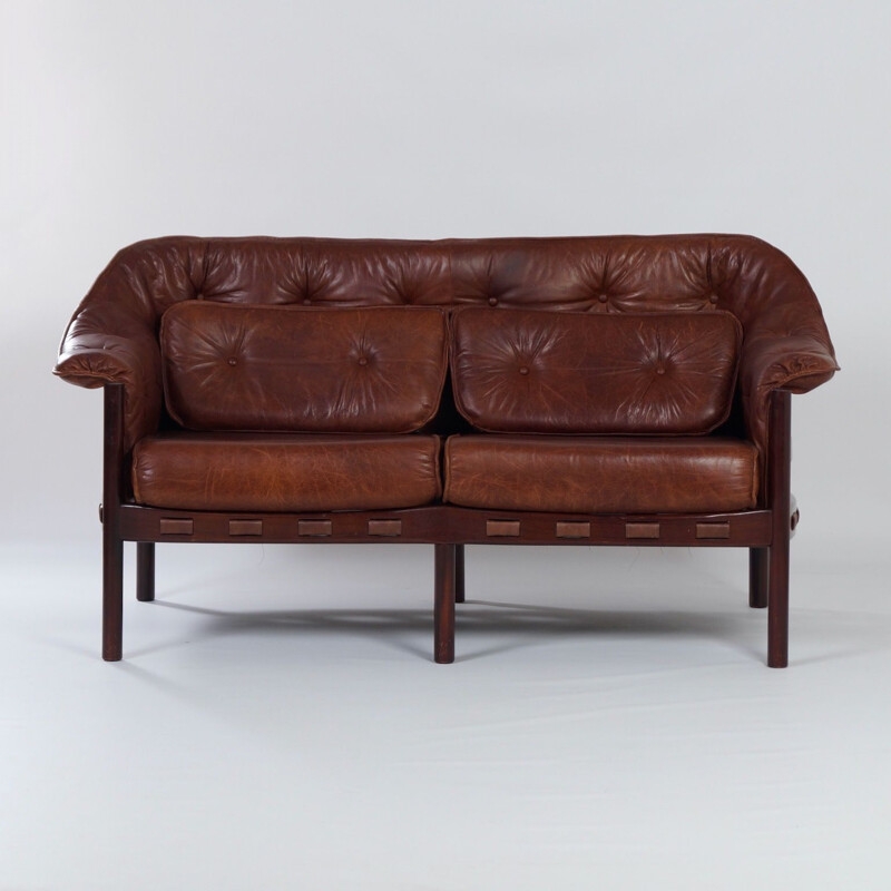 Vintage leather sofa by Sven Ellekaer for Coja 1960