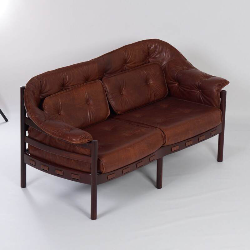 Vintage leather sofa by Sven Ellekaer for Coja 1960