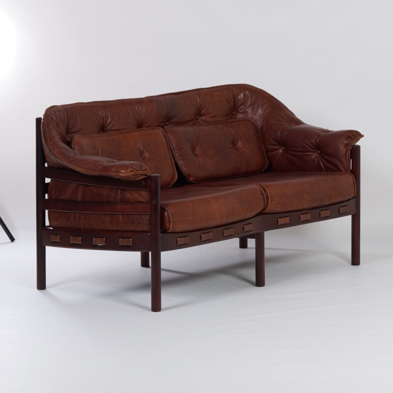 Vintage leather sofa by Sven Ellekaer for Coja 1960