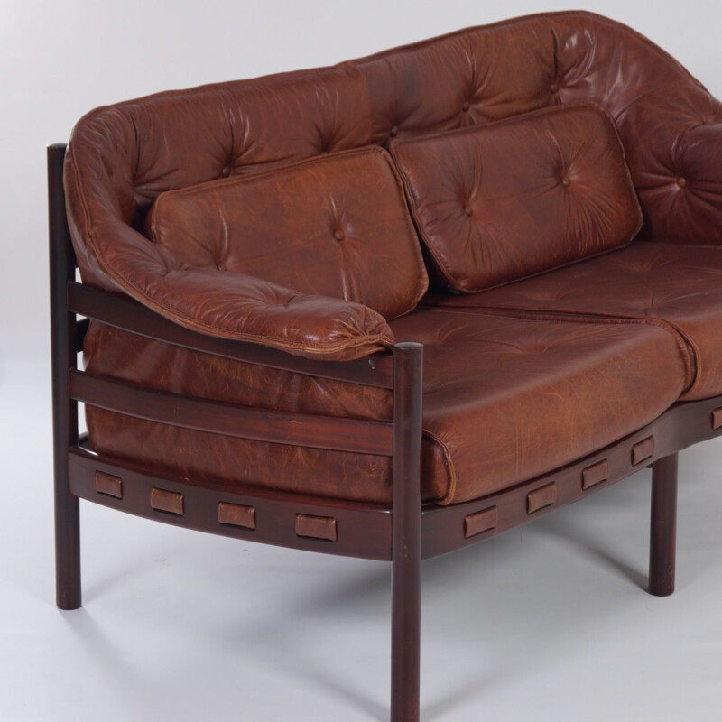 Vintage leather sofa by Sven Ellekaer for Coja 1960