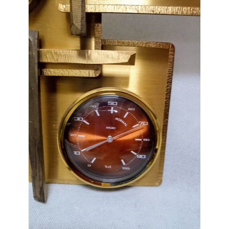 Vintage barometer & weather station in brass 1960s