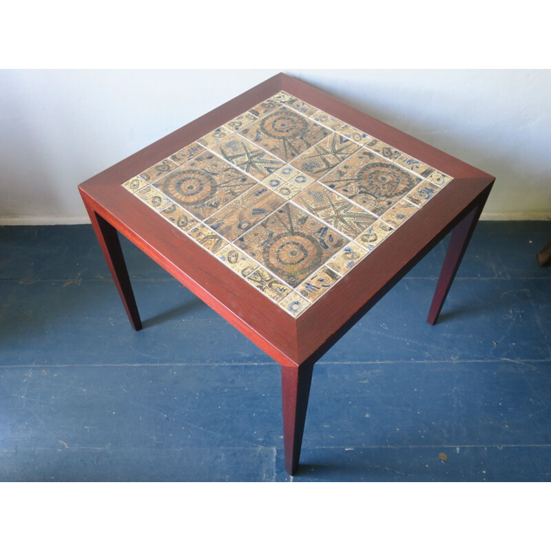 Vintage rosewood and earthenware coffee table by Severin Hansen for Haslev