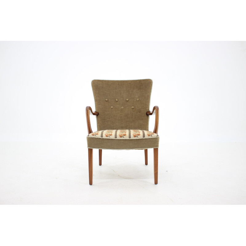 Alfred Christensen vintage teakhouten fauteuil, Denemarken 1940