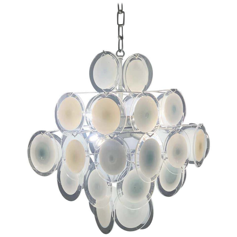 Vintage Murano glass disc chandelier Gino Vistosi 1970