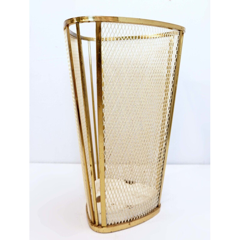 Vintage brass and steel umbrella stand, Italy 1960