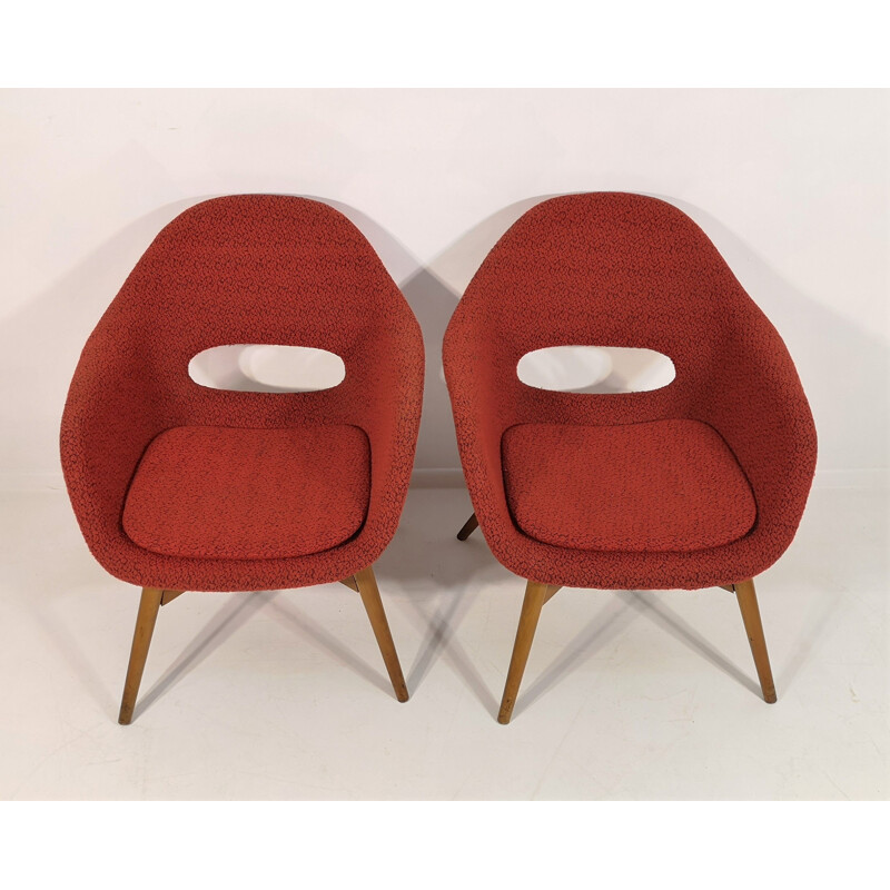 Pair of vintage Shell Armchairs by Miroslav Navratil, 1960s