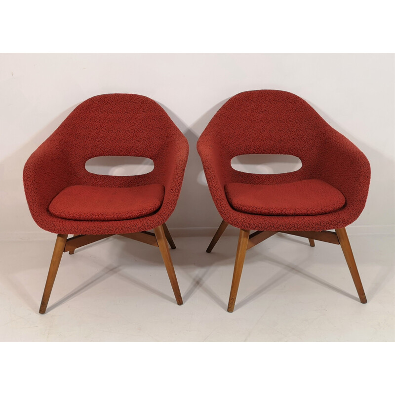 Pair of vintage Shell Armchairs by Miroslav Navratil, 1960s