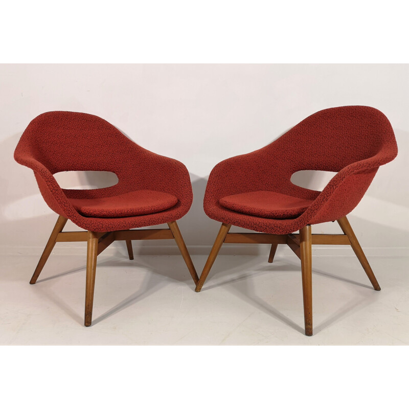 Pair of vintage Shell Armchairs by Miroslav Navratil, 1960s