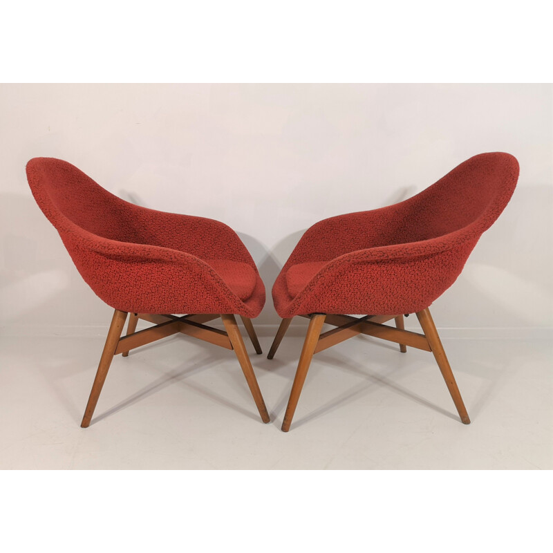 Pair of vintage Shell Armchairs by Miroslav Navratil, 1960s