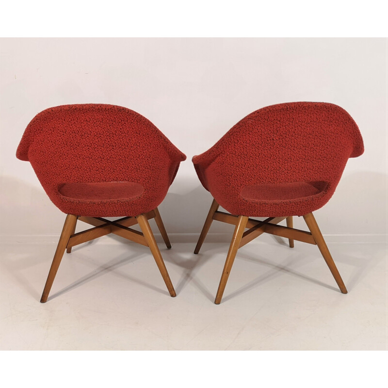 Pair of vintage Shell Armchairs by Miroslav Navratil, 1960s