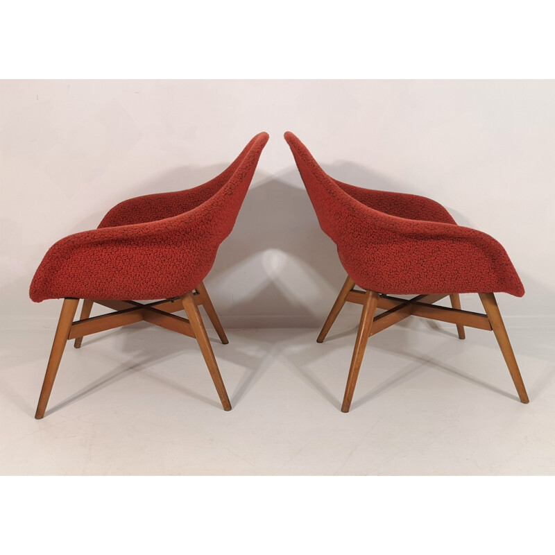 Pair of vintage Shell Armchairs by Miroslav Navratil, 1960s