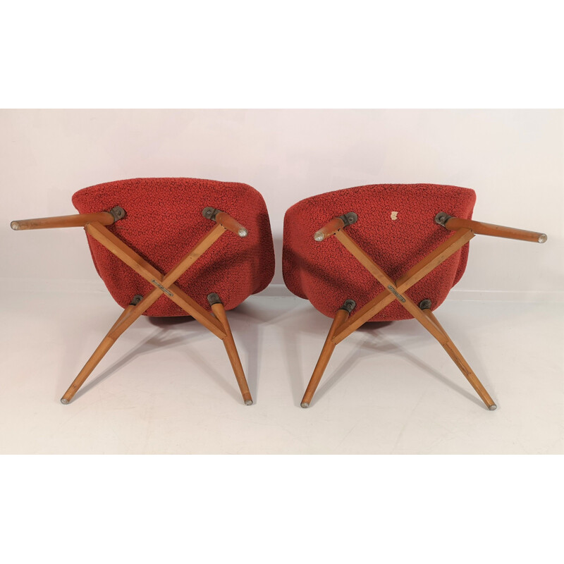 Pair of vintage Shell Armchairs by Miroslav Navratil, 1960s