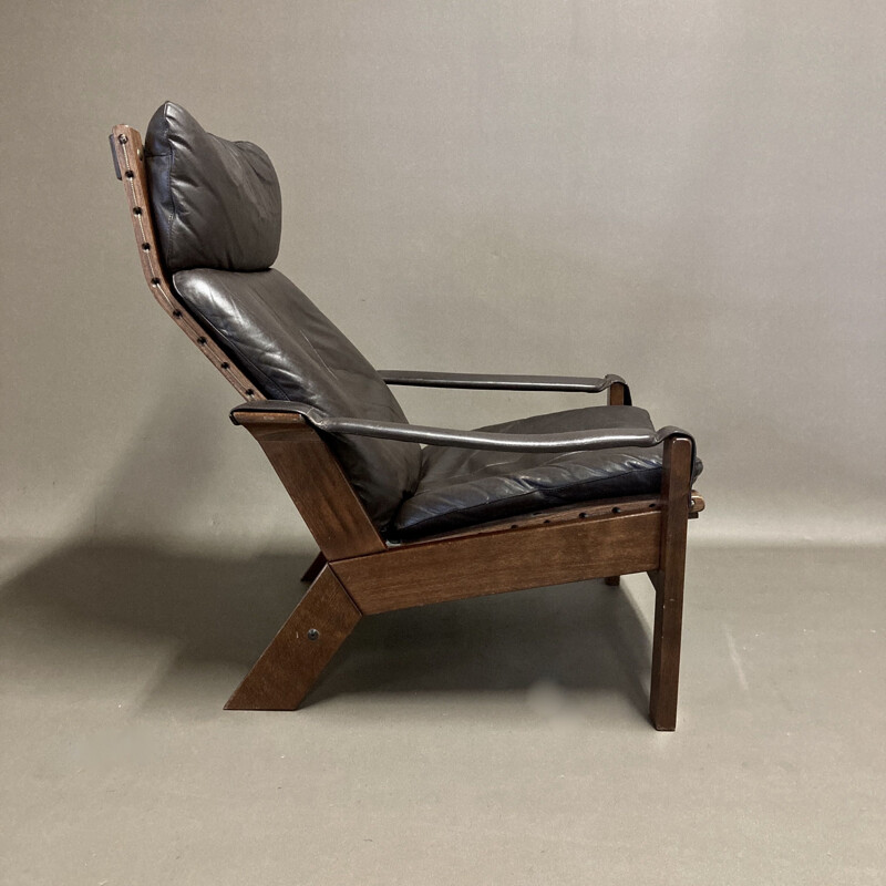 Fauteuil relax et ottoman vintage Sigurd Ressell 1960