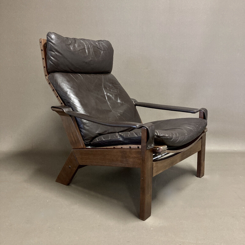 Fauteuil relax et ottoman vintage Sigurd Ressell 1960