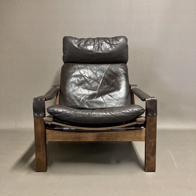 Fauteuil relax et ottoman vintage Sigurd Ressell 1960