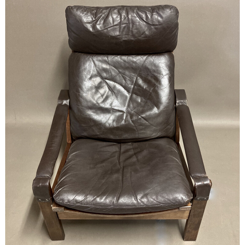 Fauteuil relax et ottoman vintage Sigurd Ressell 1960