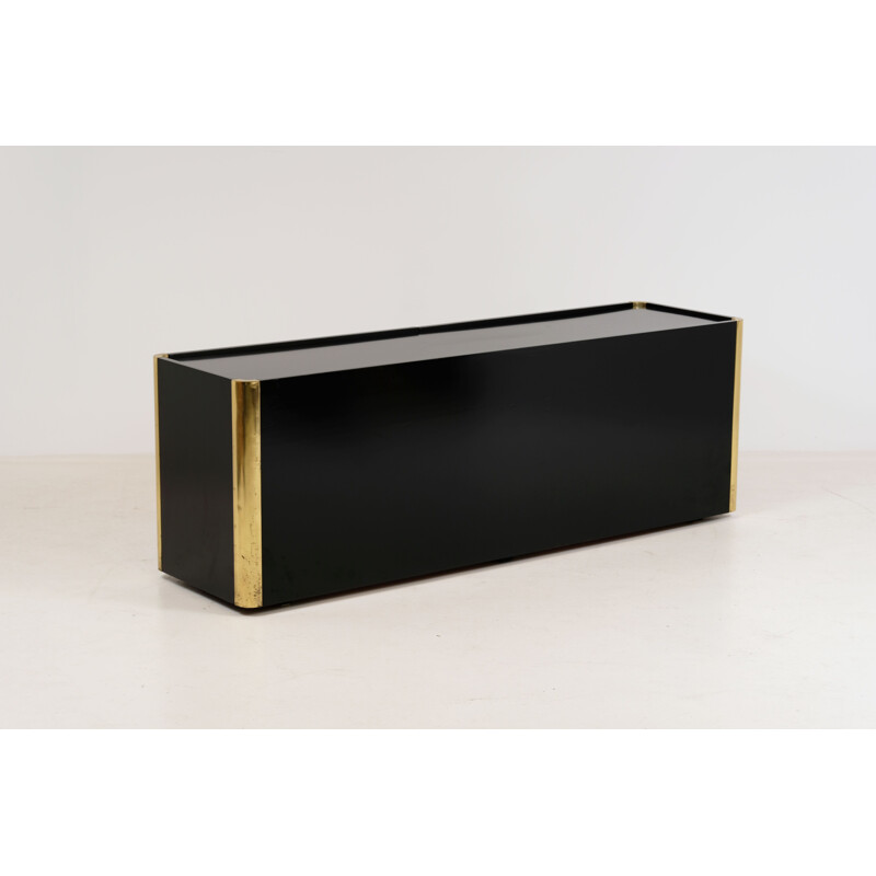 Vintage black and brass sideboard 1970