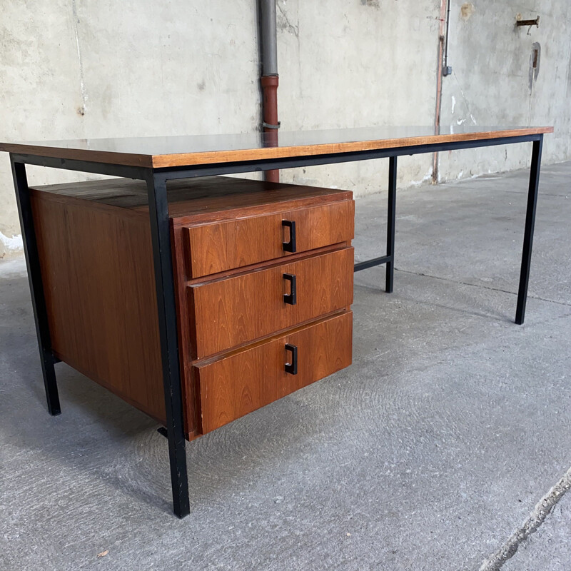 Vintage teak and formica desk Paul Geoffroy 1950