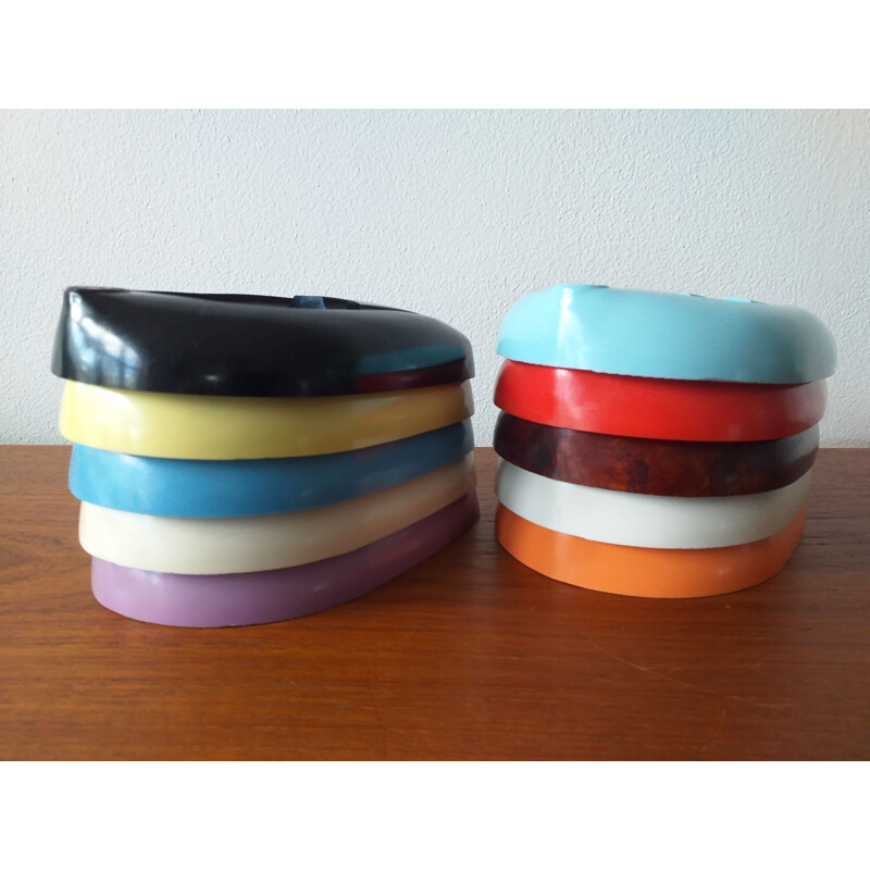 Set of 10 vintage colored bakelite ashtrays by the car manufacturer Škoda, 1950