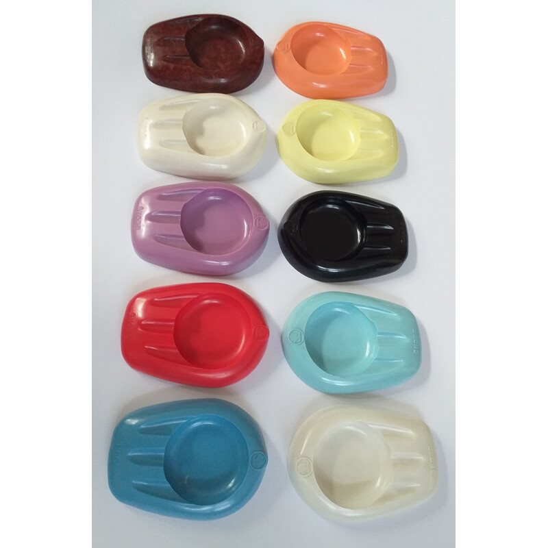 Set of 10 vintage colored bakelite ashtrays by the car manufacturer Škoda, 1950