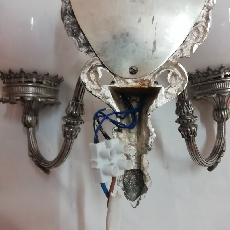 Vintage Metalic silver wall lamp 